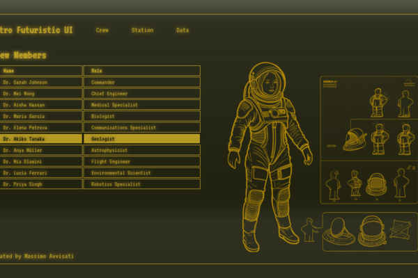 Esempio finale con illustrazione tecnica. UI Fallout. Come creare il tuo pip-boy 3000 con CSS. Create your own Pip-Boy 3000 with CSS